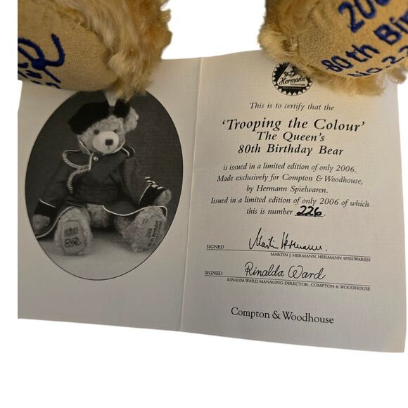 Queen Elizabeth 80th birthday ,ltd ed. bear COA 245/2006 by Hermann Spielwaren - Picture 11 of 15